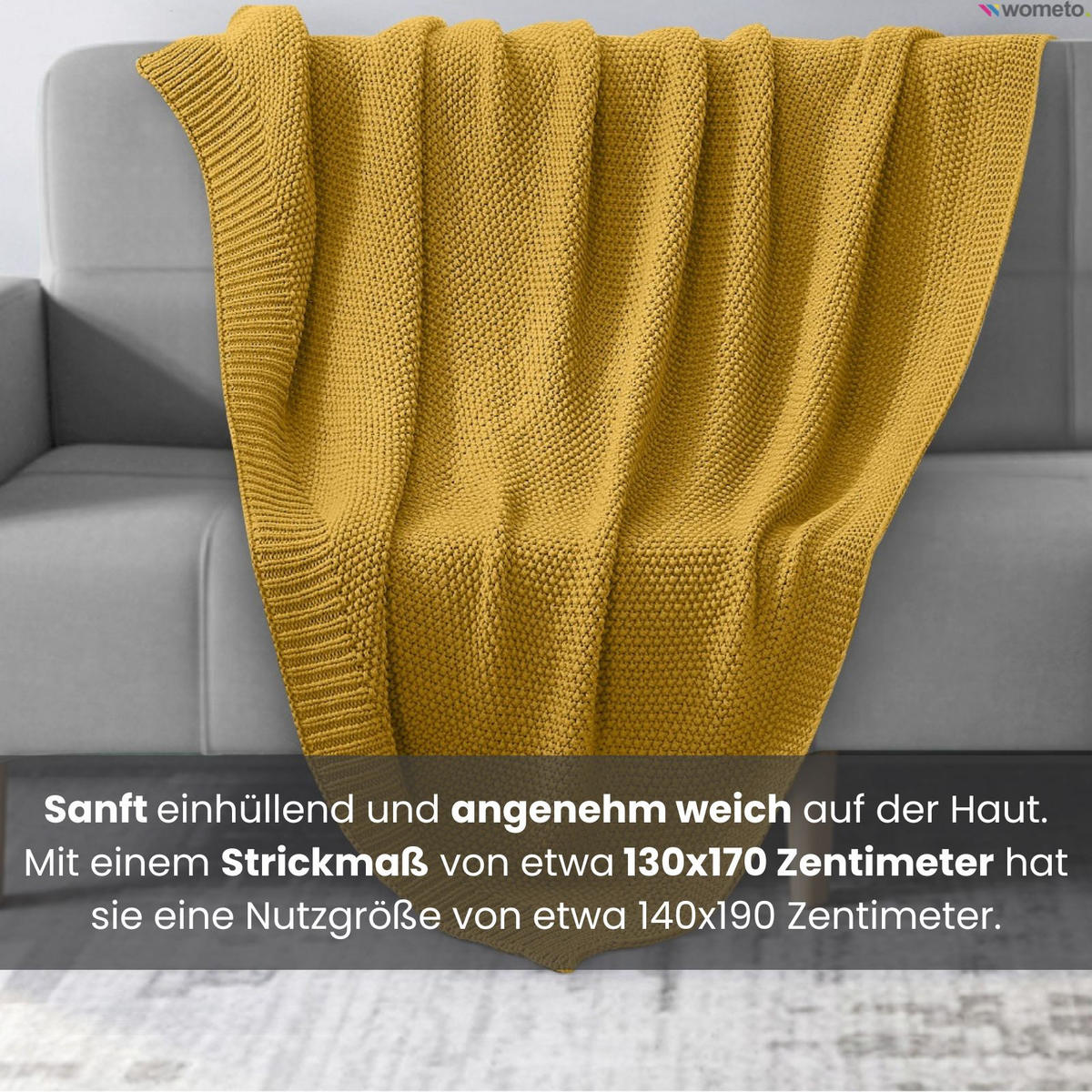STRICKDECKE gelb 140/190 cm - Gelb, Textil (140/190cm) - wometo