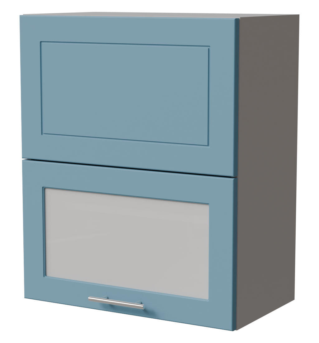 KLAPPHÄNGESCHRANK Bari W8BS/60-AV Grau / RAL 5024 pastellblau 60 / 32,5 / 72cm - Blau/Grau, Holz/Holzwerkstoff (60/72/32.5cm) - Feldmann-Wohnen