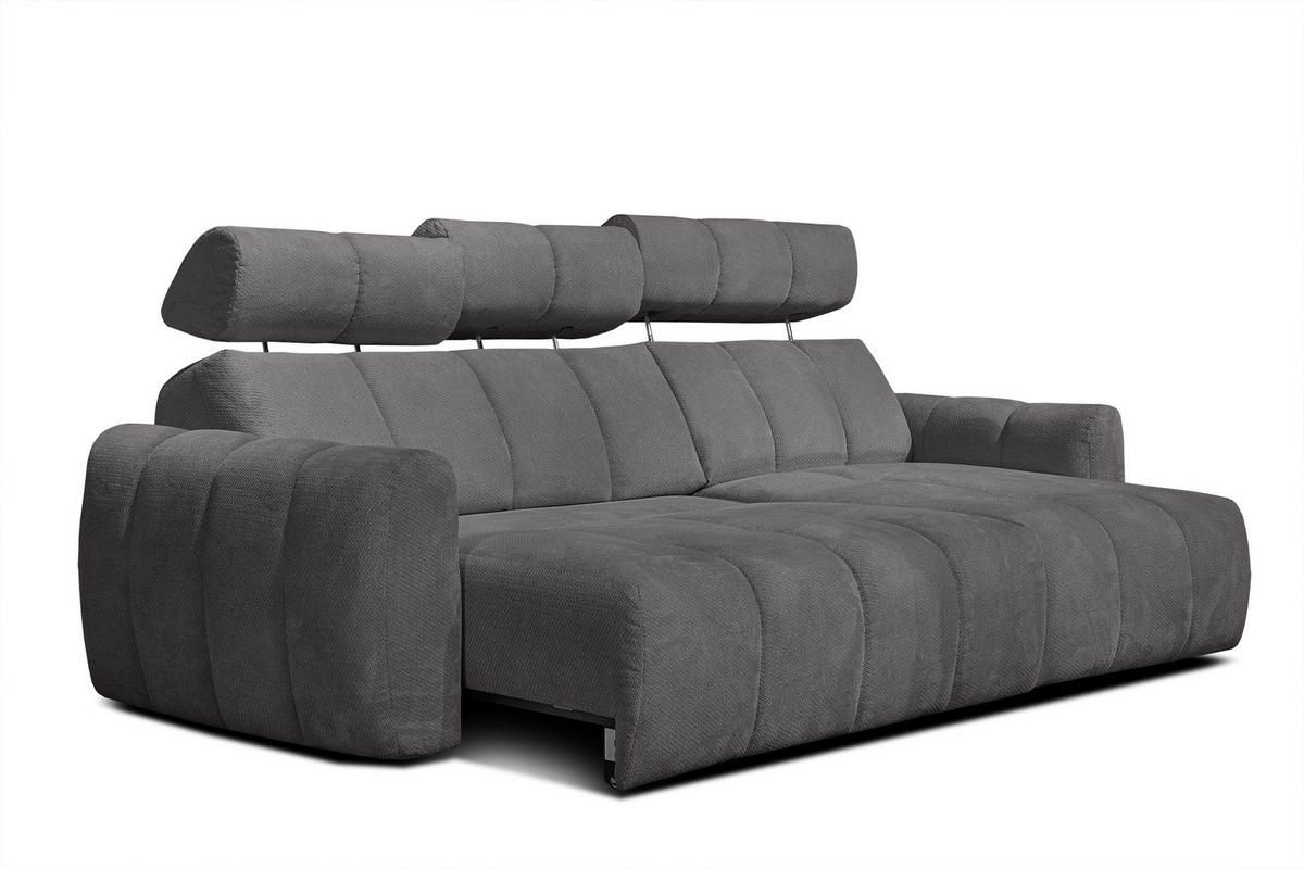 ECKSOFA KIMI 3-Sitzer, ausziehbarer Sitz, verstellbare Kopfstützen, dunkelgrau - Anthrazit/Schwarz, Holzwerkstoff/Textil (270/160cm) - Courtois Laville