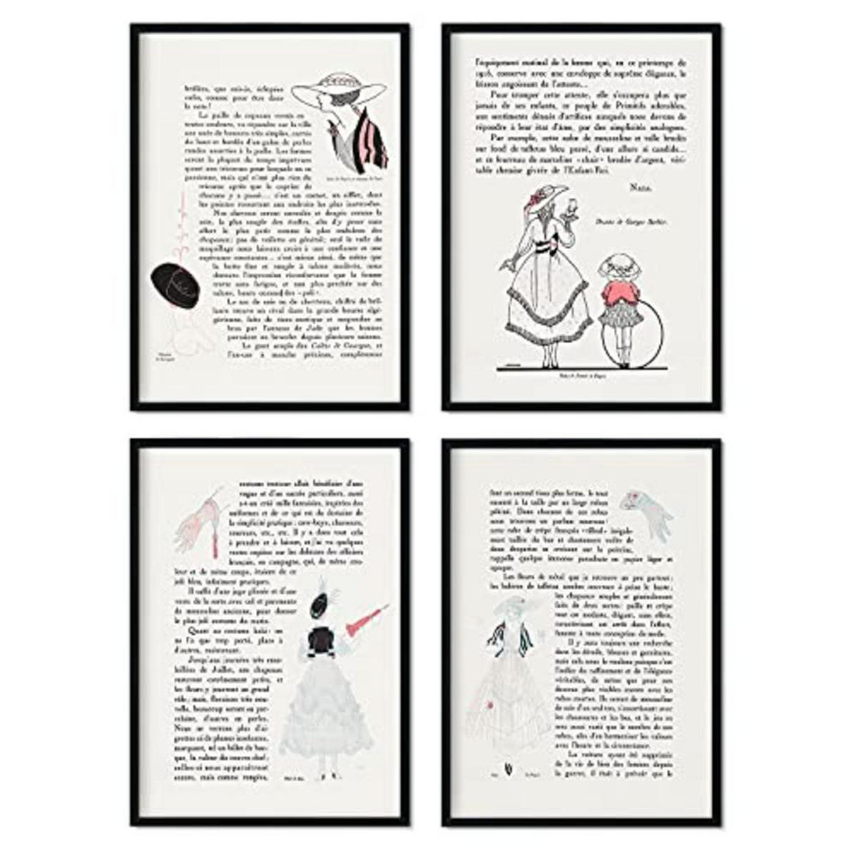 POSTER Set mit 4 Jahrgang Text 1 vom Künstler George Barbier A3 Rahmenlos - Klar, Papier (29.7/3cm) - Nacnic