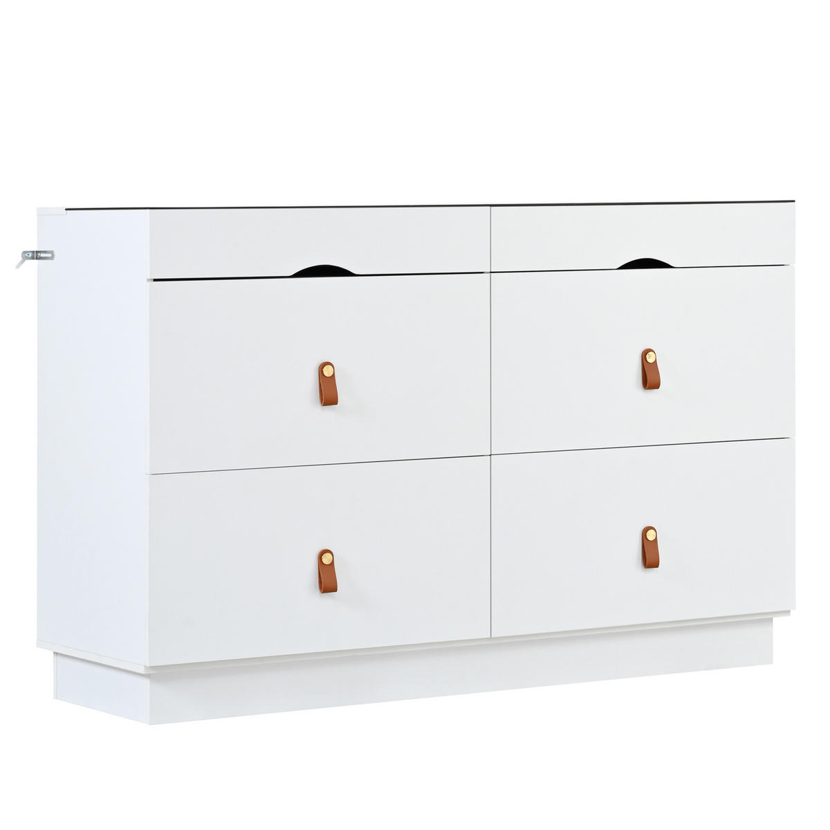 KOMMODE 120/40/78 cm mit 6 Schubladen, Glasplatte, Facheinteilung und Kippsicherung, Weiß - Weiß, Glas (120/78/40cm) - Redom