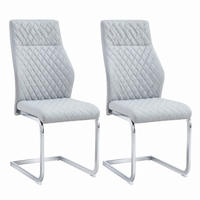 ESSZIMMERSTUHL 2er-Set hohe Rückenlehne 100 cm PU-Lederoptik Hellgrau - Hellgrau, Metall (63/100/43cm) - Meubliv