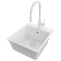 GRANITSPÜLE Riga Easy, 2-er set Alles Weiß 38/44 cm 1 Becken + Küchenarmatur 38/14 cm + Ablauf-Set ab 40er Unterschrank - Weiß, Kunststoff (38/19/44cm) - Primagran