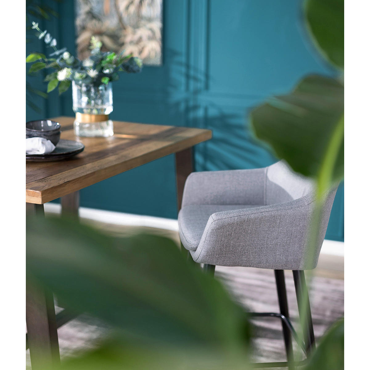 BARTISCH - Pinie massiv / Metall - Beige, Holz (75/120/95cm) - home24