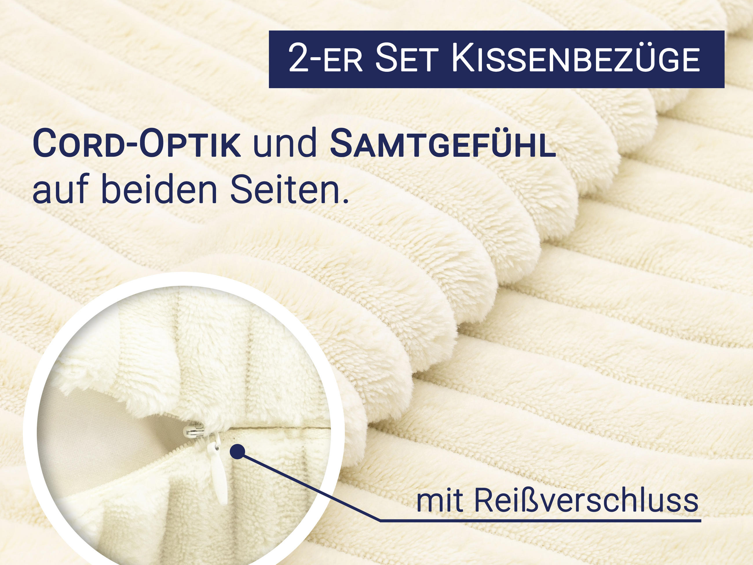 KISSENBEZUG, 2er-Set, 40 x 40 cm, 100% Polyester, Weiß - Weiß, Textil (40/40cm) - Zollner