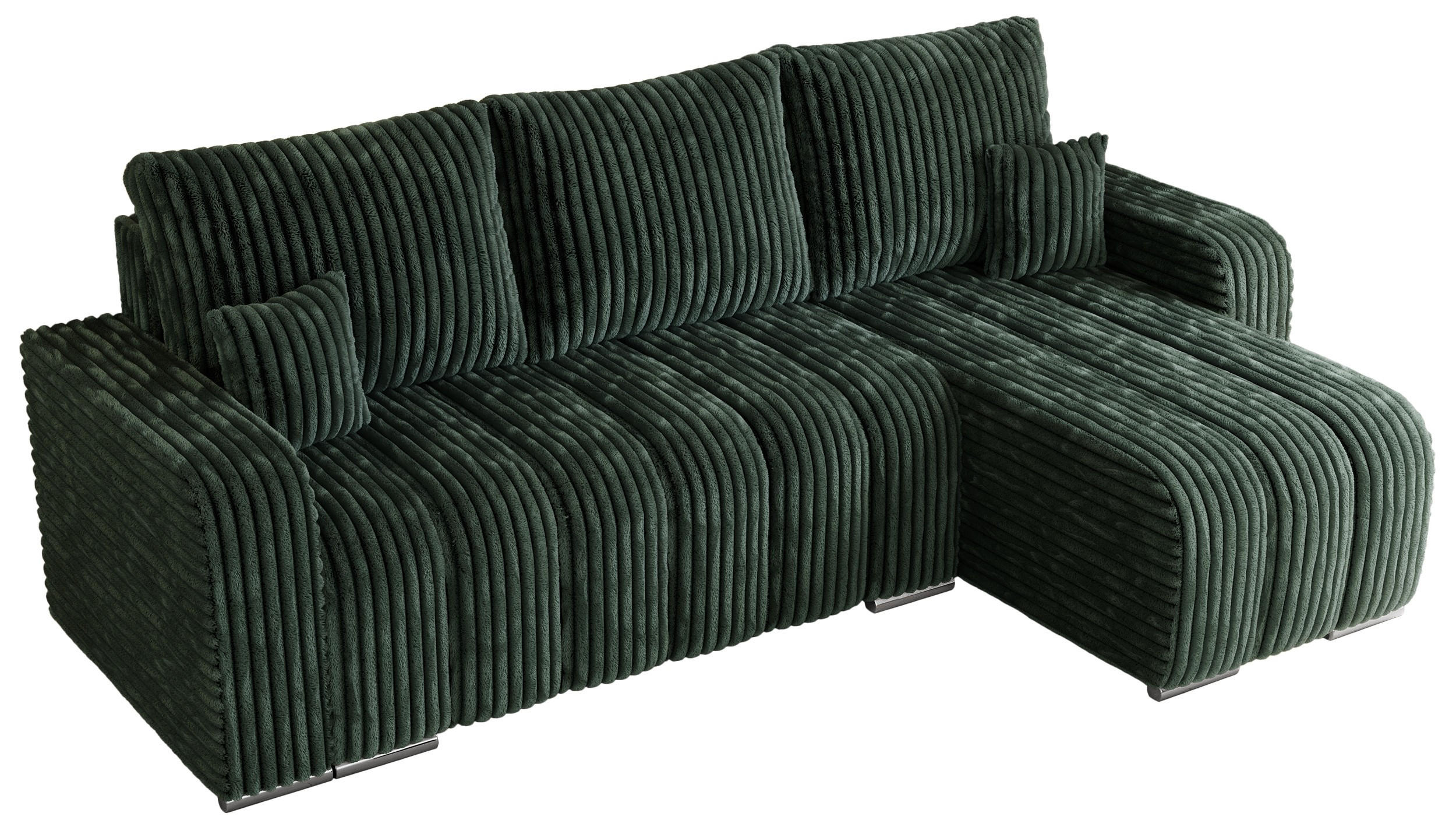 ECKSOFA KIRASSO L Grün Cord - Grau/Grün, Textil (245/147cm) - MKS