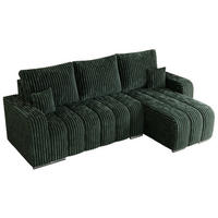 ECKSOFA KIRASSO L Grün Cord - Grau/Grün, Textil (245/147cm) - MKS