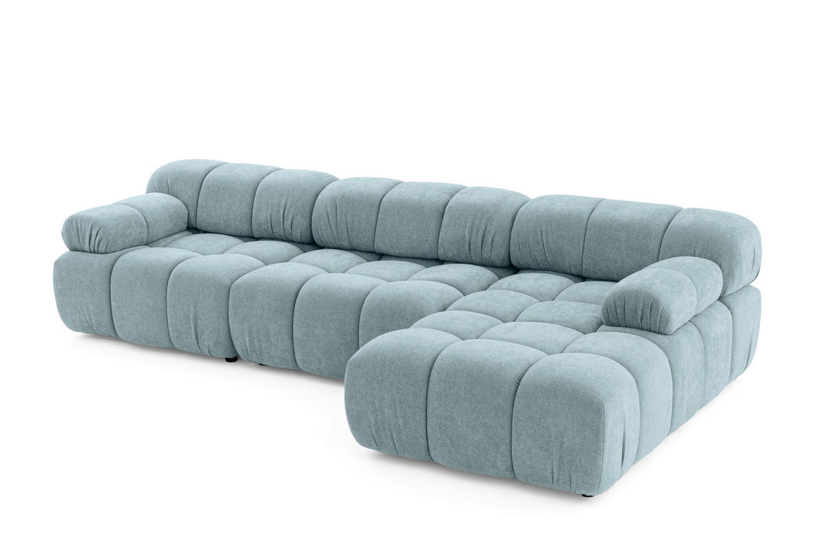 MODULARES Ecksofa MOMENTUM L, Rechts, Breite 282 cm, strukturierter Stoff, Hellblau - Chromfarben/Hellblau, Holz/Textil (155/282cm) - Muffo