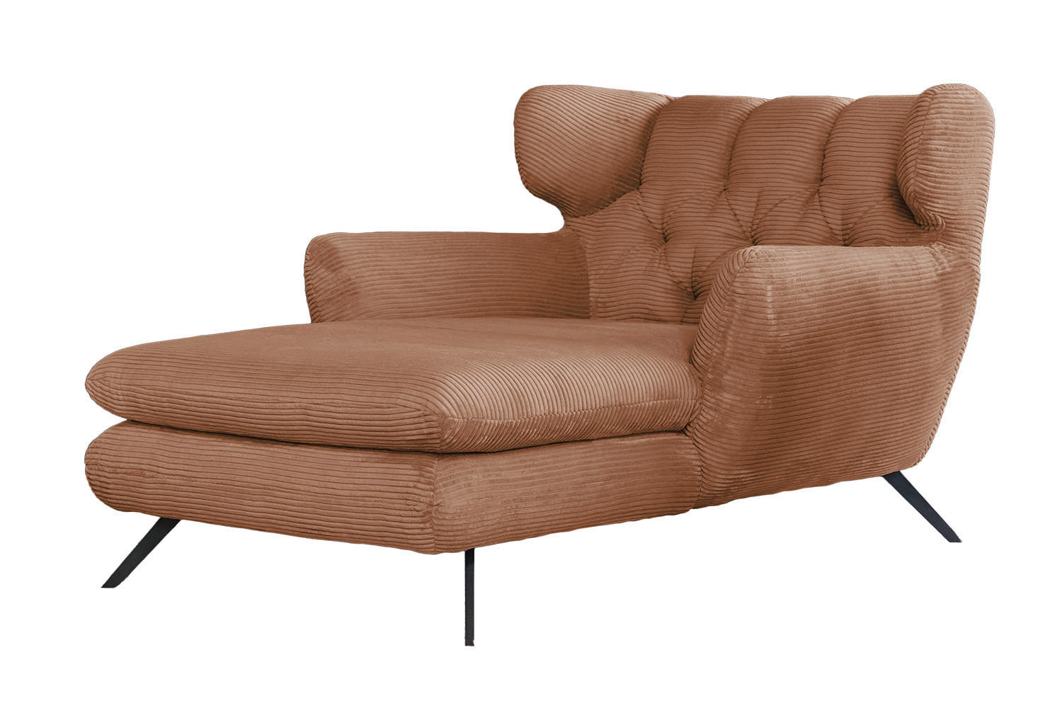 LONGSEAT CHAMRE Braun Cord - Schwarz/Braun, Textil/Metall (130/95/160cm) - KAWOLA