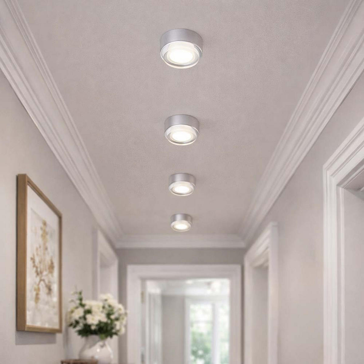 LED AUFBAULEUCHTE Silber 4 cm 4er Set - Silberfarben, Metall (4/4/3.2cm)