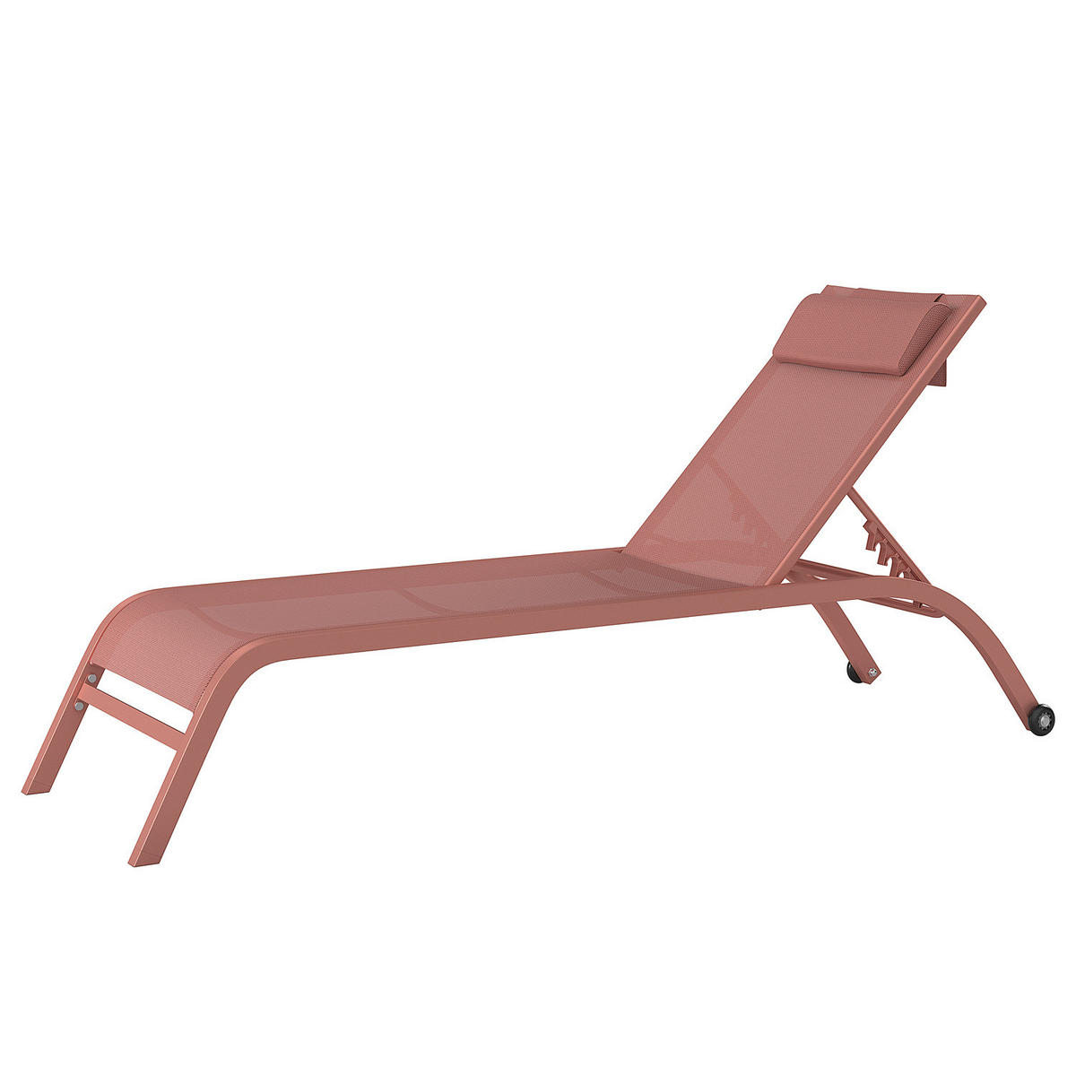 SONNENLIEGE - Polyrattan / Stahl - Terracotta, Textil/Metall (67/35/196cm) - home24