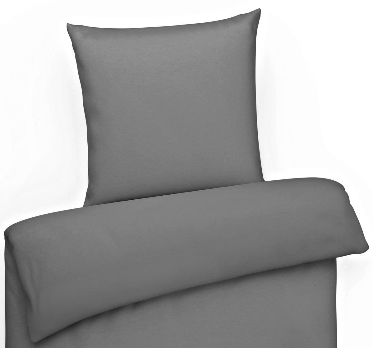 MAKO-SATIN-BETTWÄSCHE 135x200 Bettbezug einfarbig 100% Baumwolle - Uni Anthrazit - Anthrazit, Textil (135/200cm) - Carpe Sonno