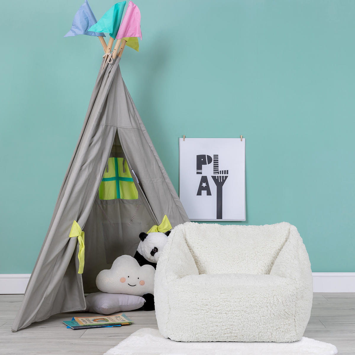 SITZSACK Flauschig für Kinder - Creme, Kunststoff (55/44/55cm) - icon