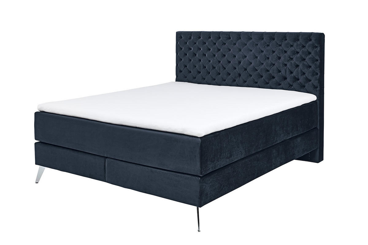 BOXSPRINGBETT SINDAR Blau Webstoff - Blau/Silberfarben, Textil (160/200cm) - KAWOLA