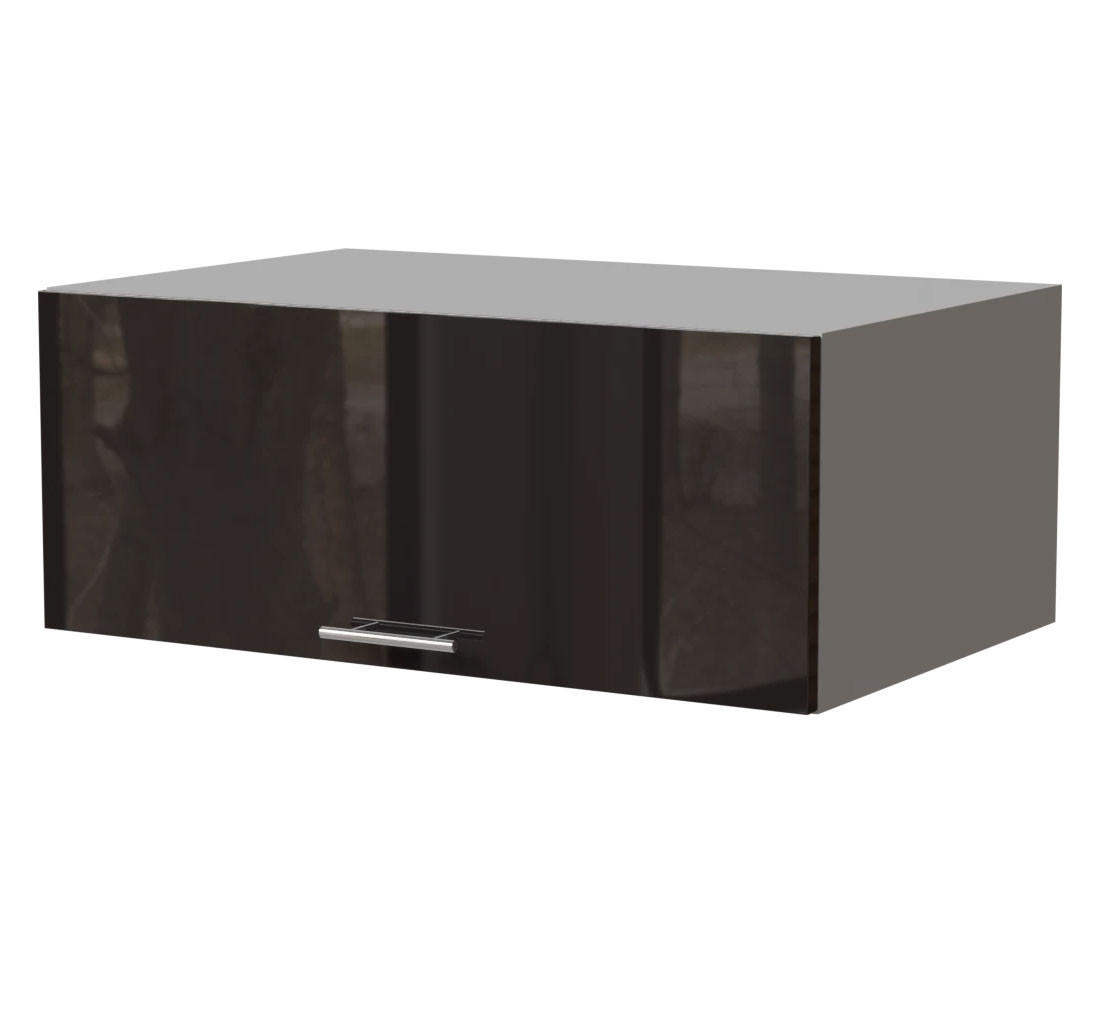 AUFSATZSCHRANK Essen W6B/90 Schwarz Hochglanz / Grau Matt 90 / 59 / 36cm - Schwarz Hochglanz/Schwarz, Holz/Holzwerkstoff (90/36/59cm) - Feldmann-Wohnen