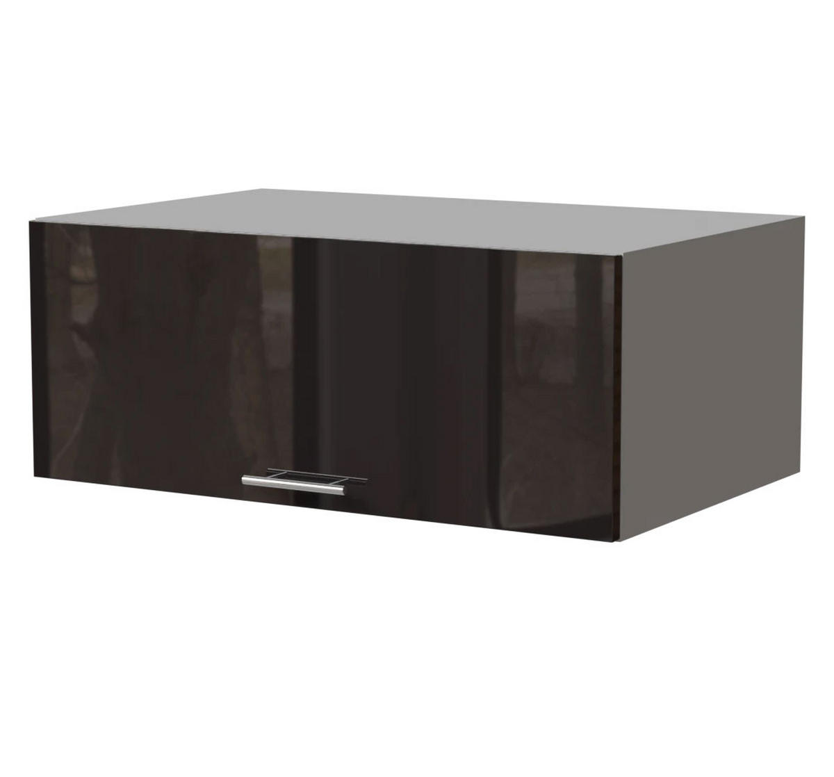 AUFSATZSCHRANK Essen W6B/90 Schwarz Hochglanz / Grau Matt 90 / 59 / 36cm - Schwarz Hochglanz/Schwarz, Holz/Holzwerkstoff (90/36/59cm) - Feldmann-Wohnen