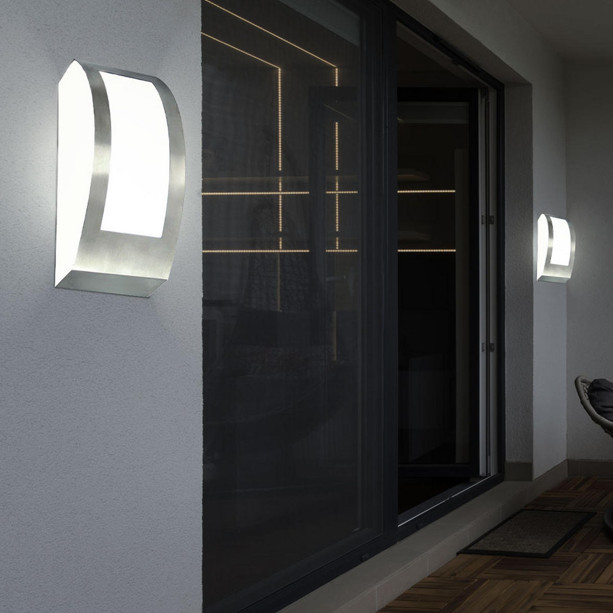 LED AUSSEN-WANDLEUCHTE Edelstahl Silber - Silberfarben, Metall (9/10/25cm)