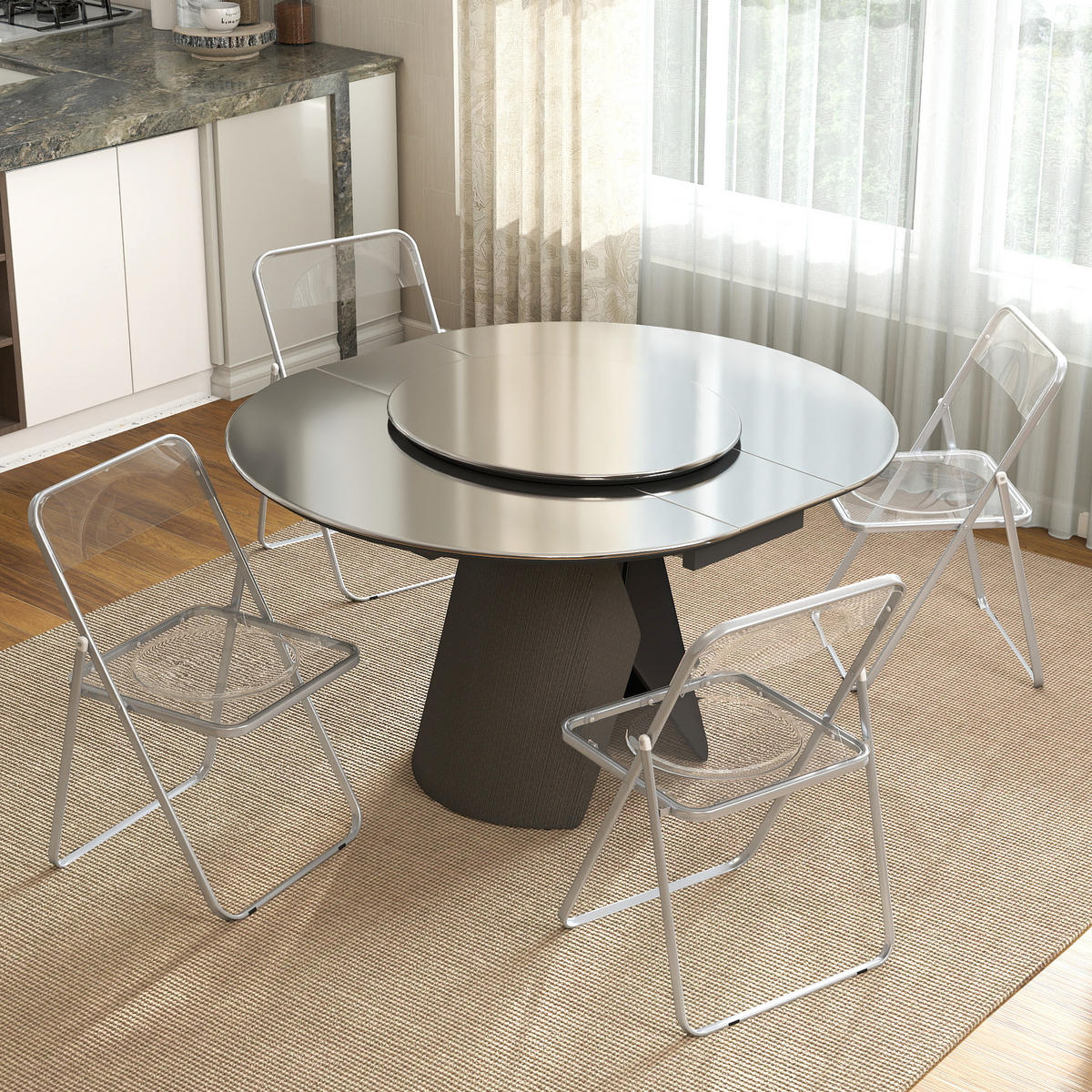 KLAPPSESSEL Transparent 4 Stück - Transparent, Kunststoff (47/75/48cm) - GiPP