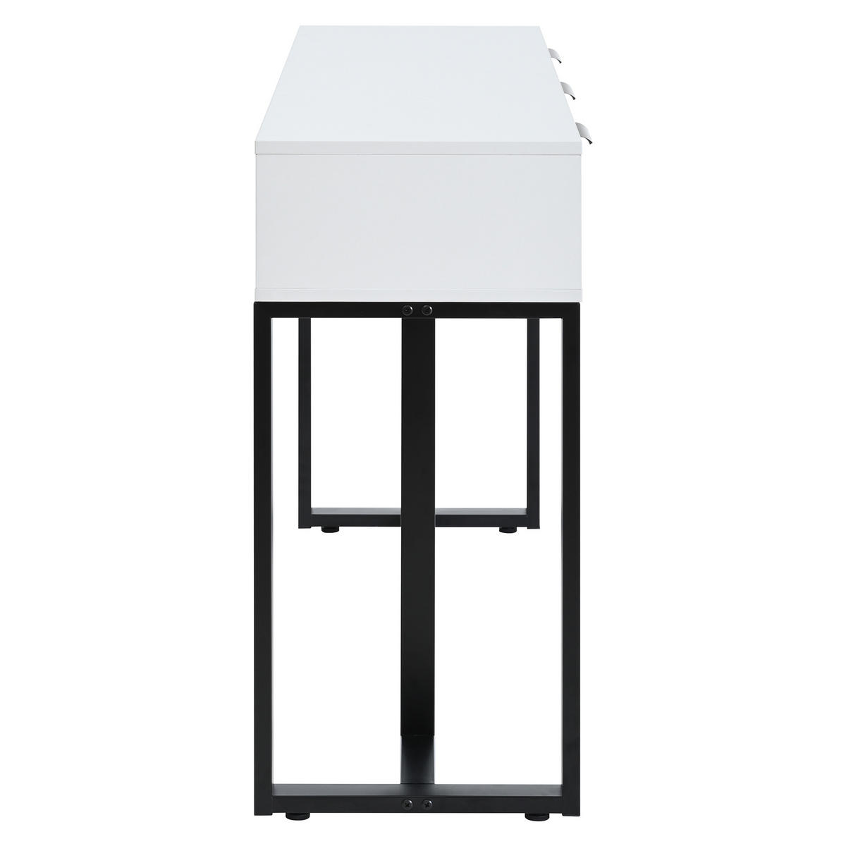 KONSOLENTISCH 120/36/80 cm weiß schwarz aus MDF mit 2 Schubladen und verstellbaren Fußpolstern - Schwarz, Holzwerkstoff (120/36/80cm) - OKWISH