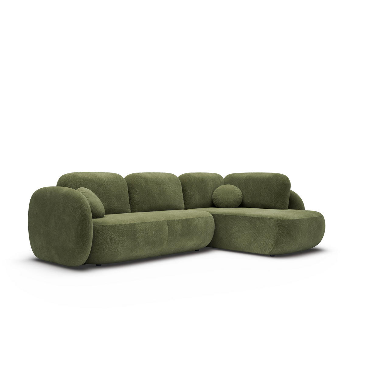 ECKSOFA AMICO II R-S Grün Geflochtener Stoff mit Schlaffunktion - Grün, Holz (289/190cm) - MASSENO