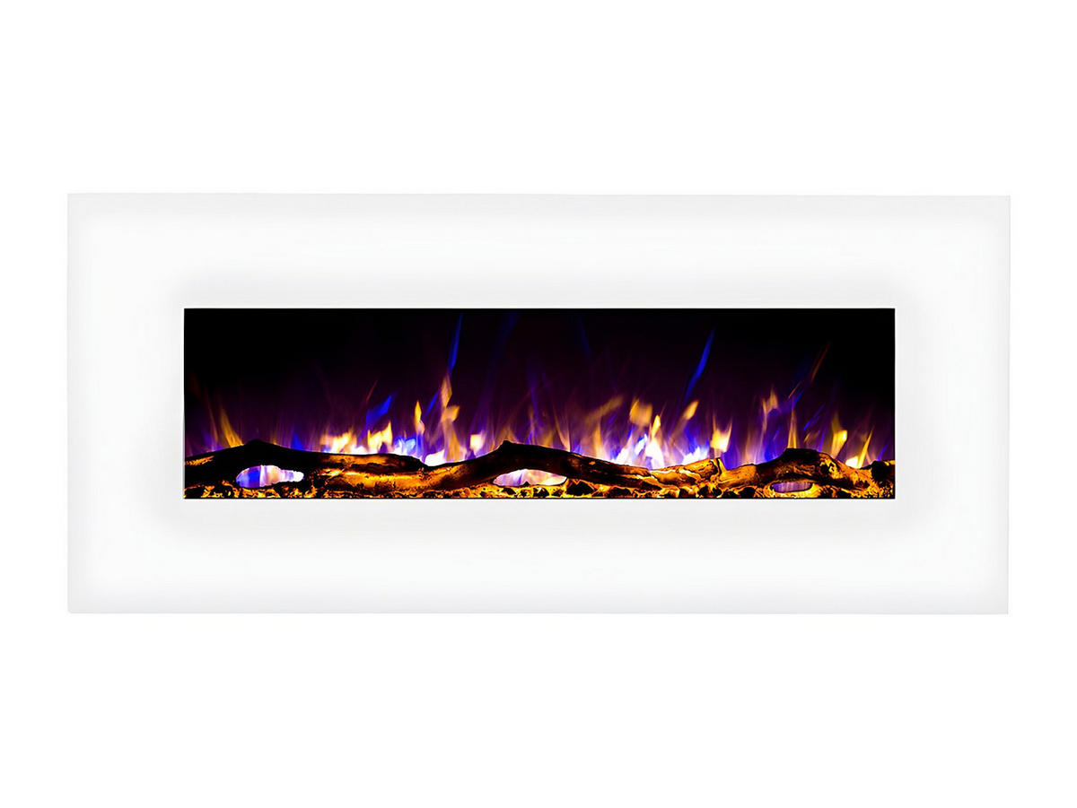 KAMIN - 110 cm x 14 cm - glas - weiß Lalita - Weiß, Glas/Metall (110/49/14cm) - Vente-Unique