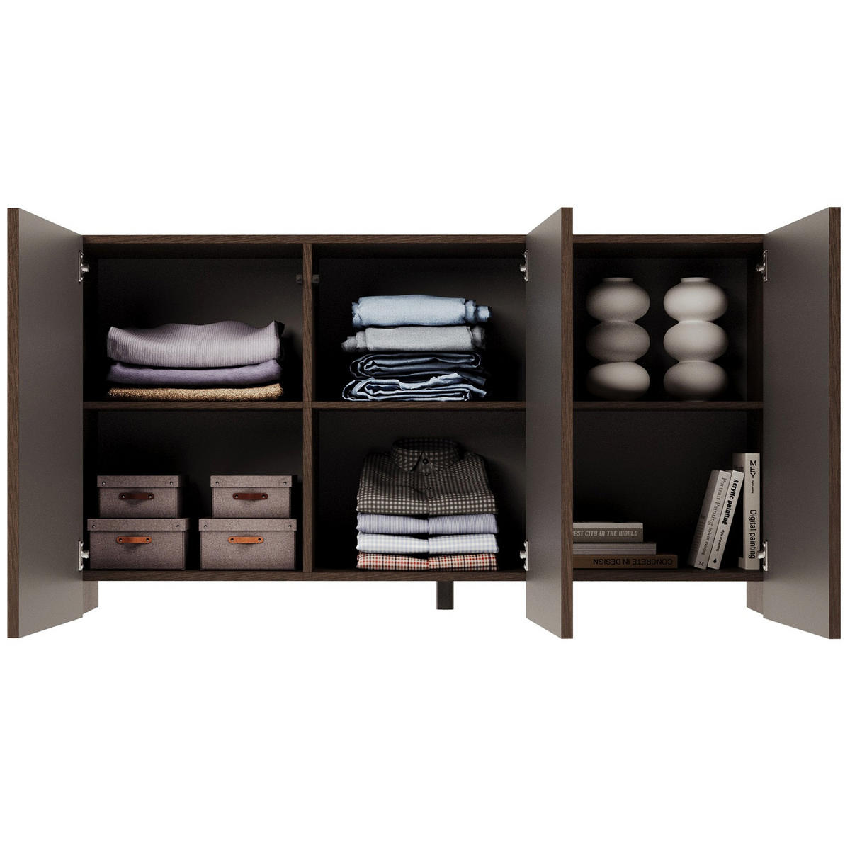 SIDEBOARD Arkadia 3-türig 150 cm - Dunkelbraun, Holzwerkstoff (150/81/35cm) - Selsey