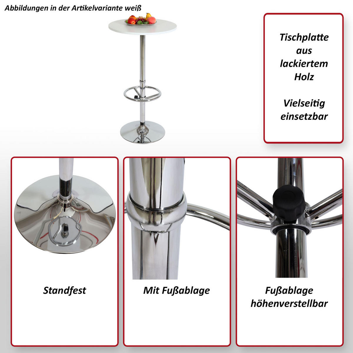 STEHTISCH FUßABLAGE rund Schwarz - Schwarz, Metall (60/60/109cm) - MCW