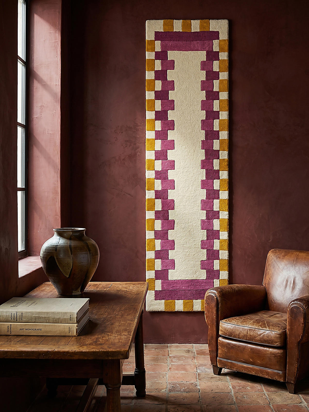WOLLTEPPICH WENSUM, geometrisch, Rosa-Gelb, 60 x 230 cm - Rosa, Textil (60/230cm) - KADIMA DESIGN