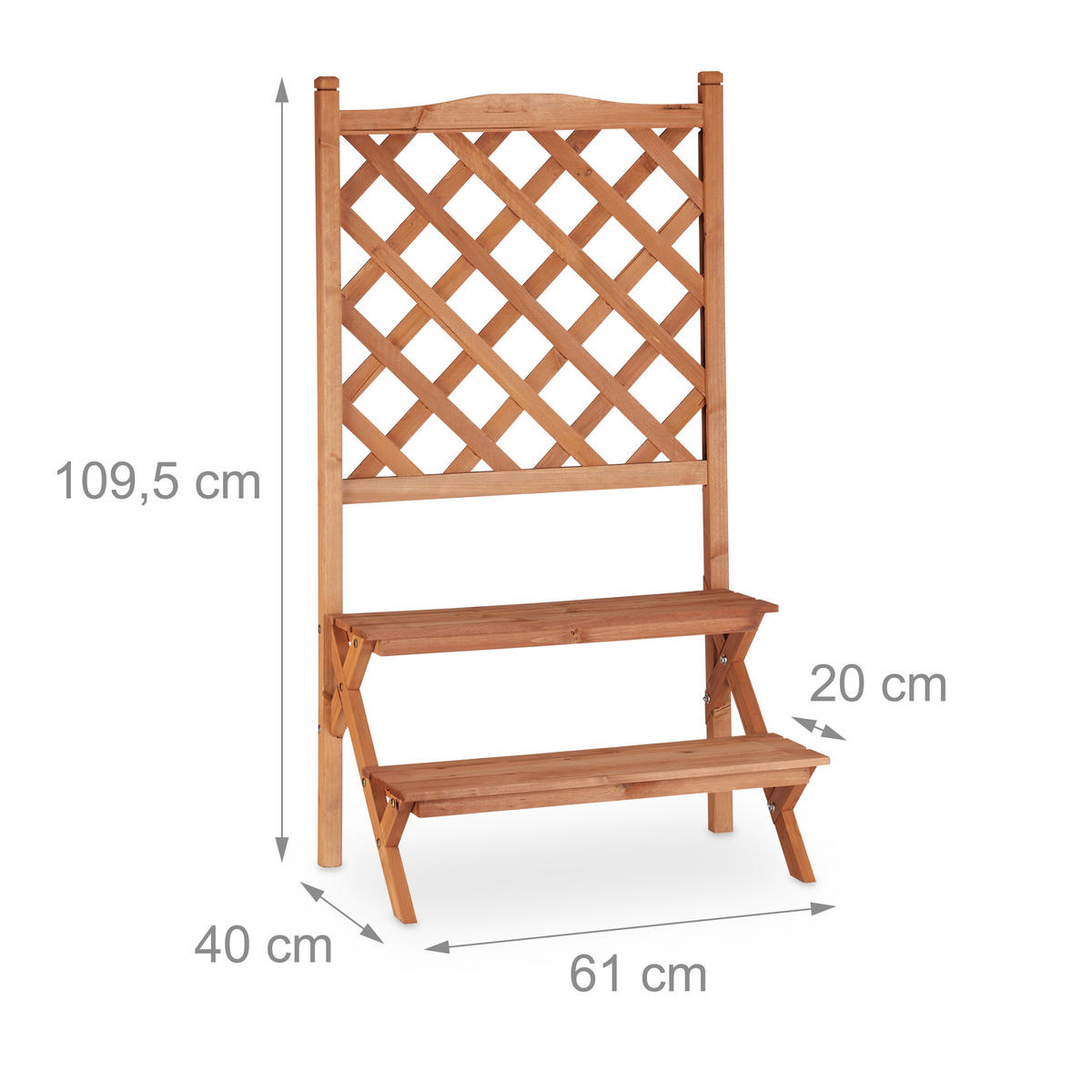 BLUMENTREPPE - Hellbraun, Holz (61/109.5/40cm) - Relaxdays