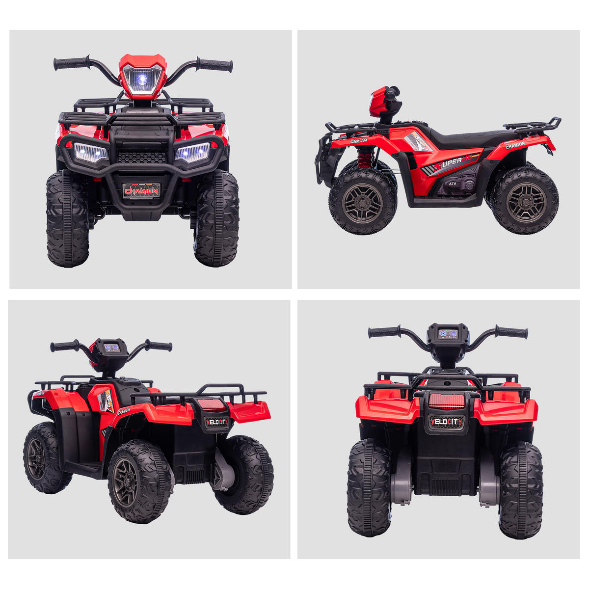 MINI ELEKTRO-QUAD KINDER, Schwarz+Rot, Kunststoff+ Stahl - Rot/Schwarz, Metall (88/45/50cm) - HOMCOM