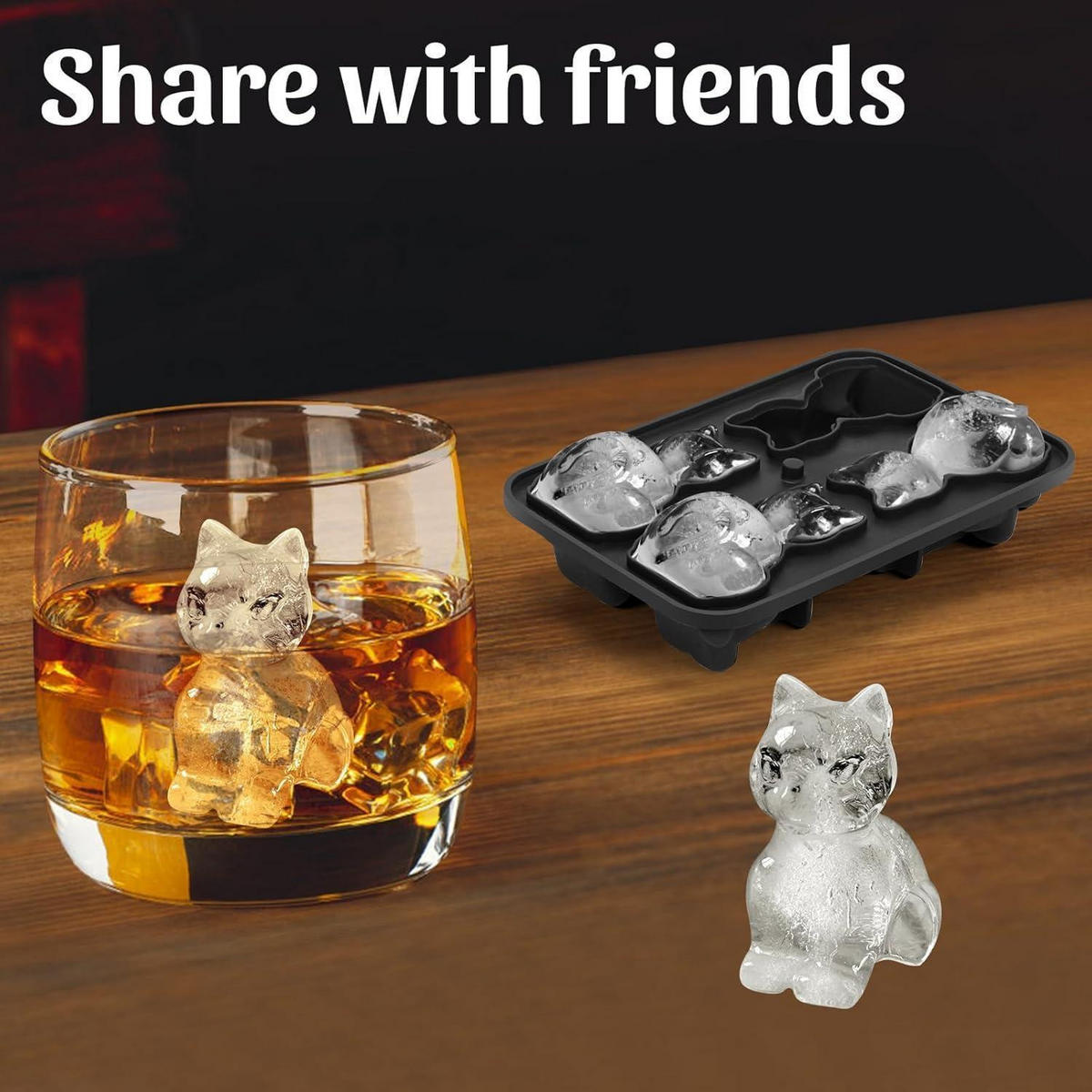 EISWÜRFELFORM Katze 4-fach mit Deckel - Transparent, Kunststoff (1/1/1cm)