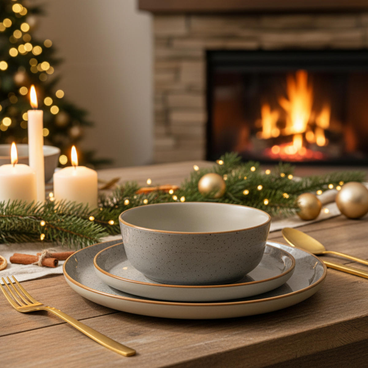 TAFELSERVICE RIO PERLGRAU - 24 teilig aus Steingut - Grau, Stein (27/6.6/27cm) - Sänger