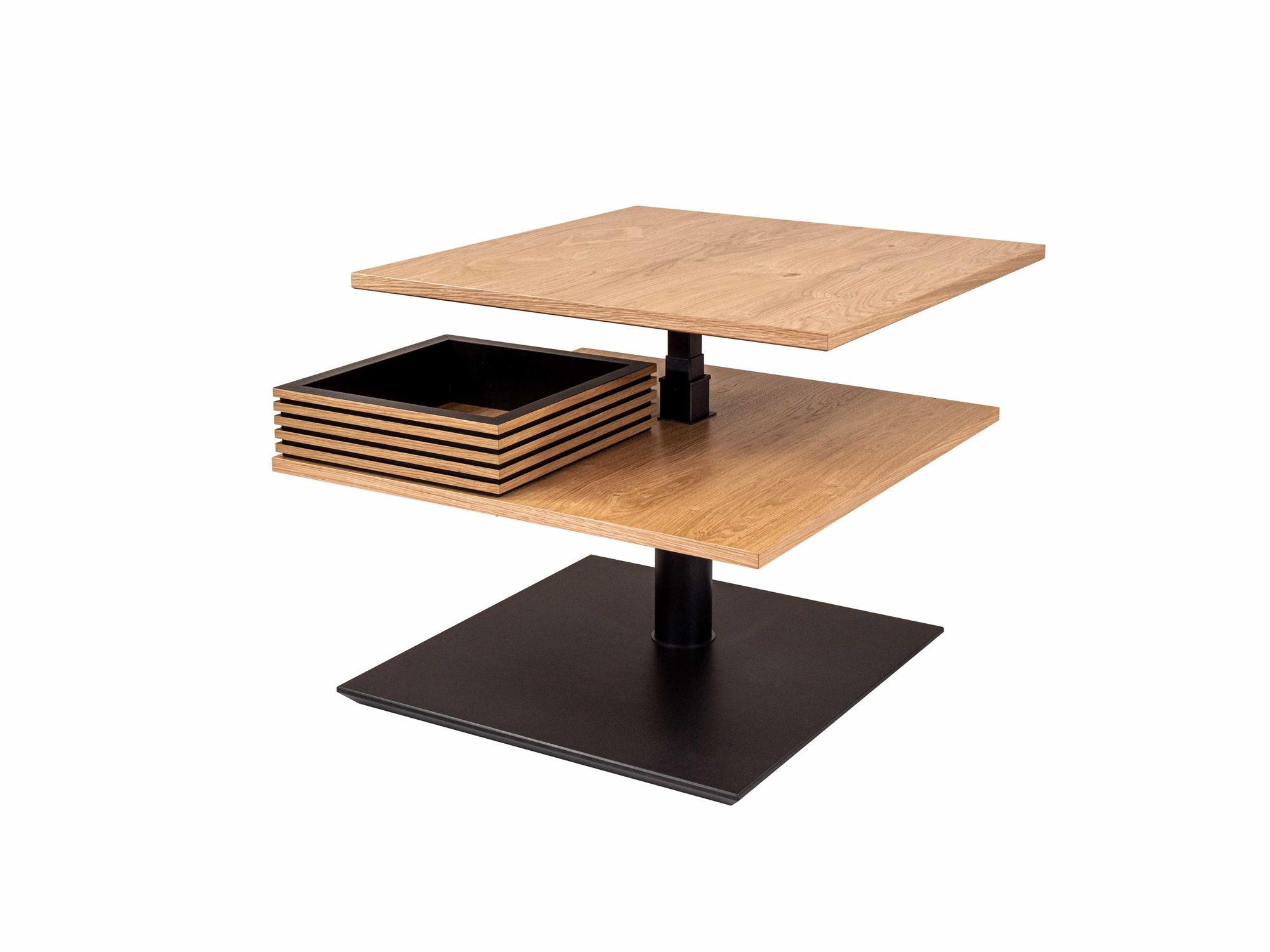 COUCHTISCH höhenverstellbar Clare 70x49x70 Furnier Schwarz/Wildeiche - Wildeiche/Schwarz, Holz (70/70/70cm) - 58aufmkessel