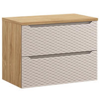 SKRINKA POD UMÝVADLO Ocean 2 zásuvky cashmere s dub - 80 x 46 x 59 cm - kašmírová/farba duba, drevo (80/59/46cm) - Badplaats