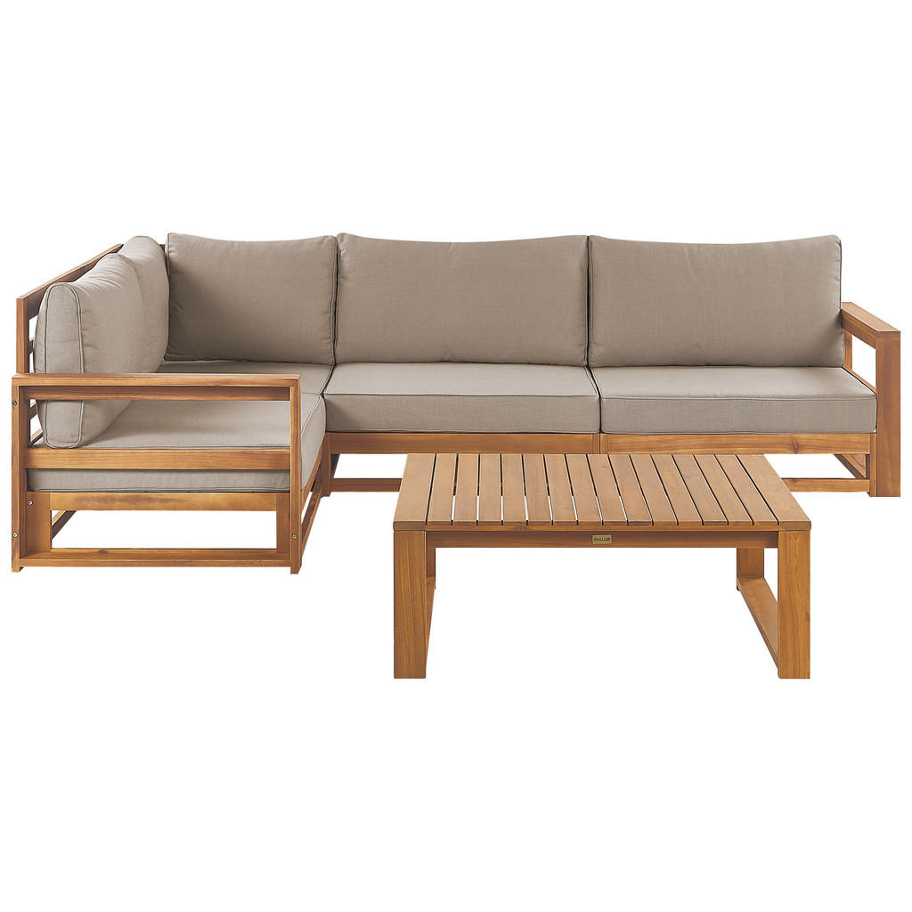 LOUNGE set cu 4 locuri lemn certificat nuanță deschisă de lemn modular perne taupe Timor