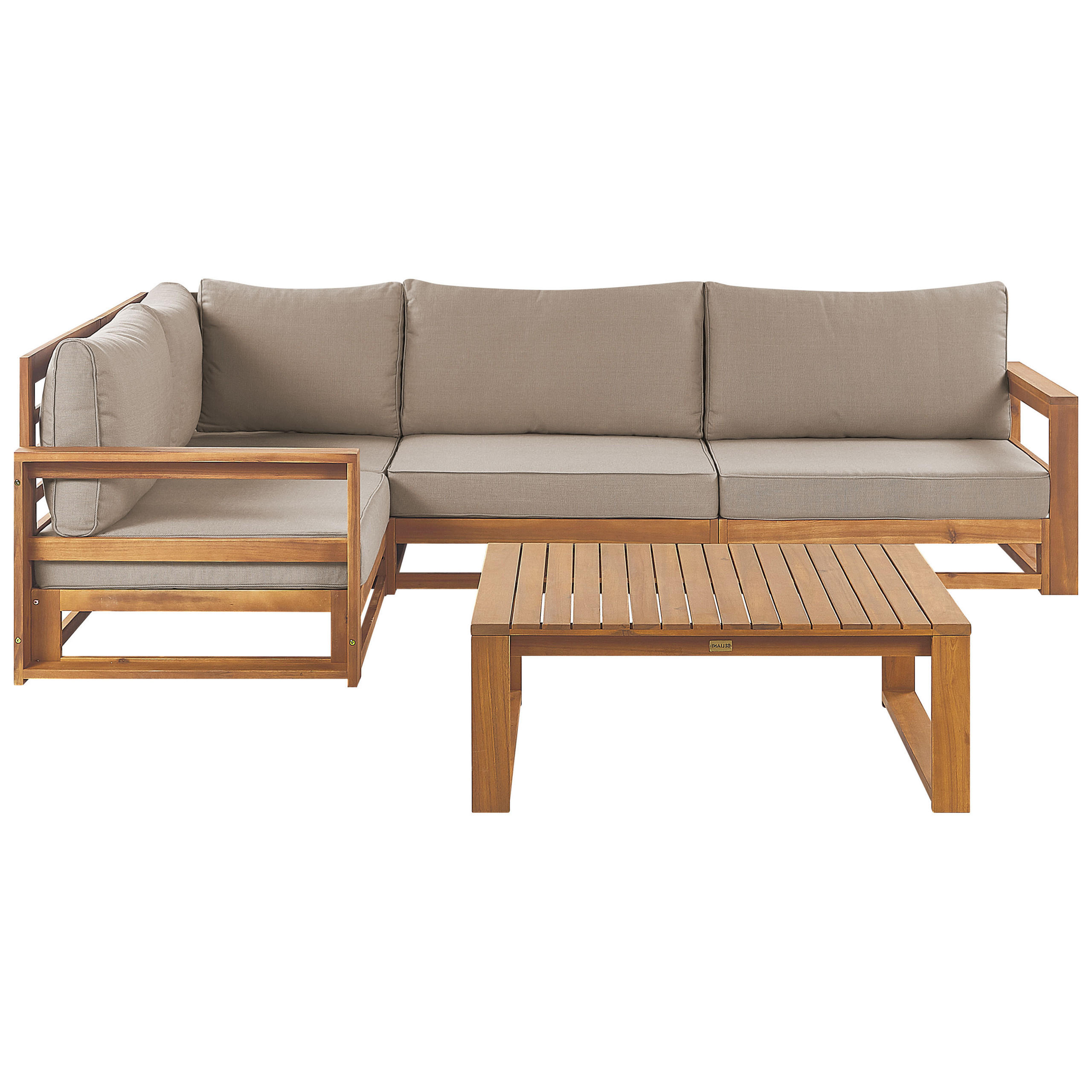 LOUNGE SET 4-Sitzer zertifiziertes Holz heller holzfarbton modular Auflagen taupe Timor - Taupe, Holz - Beliani