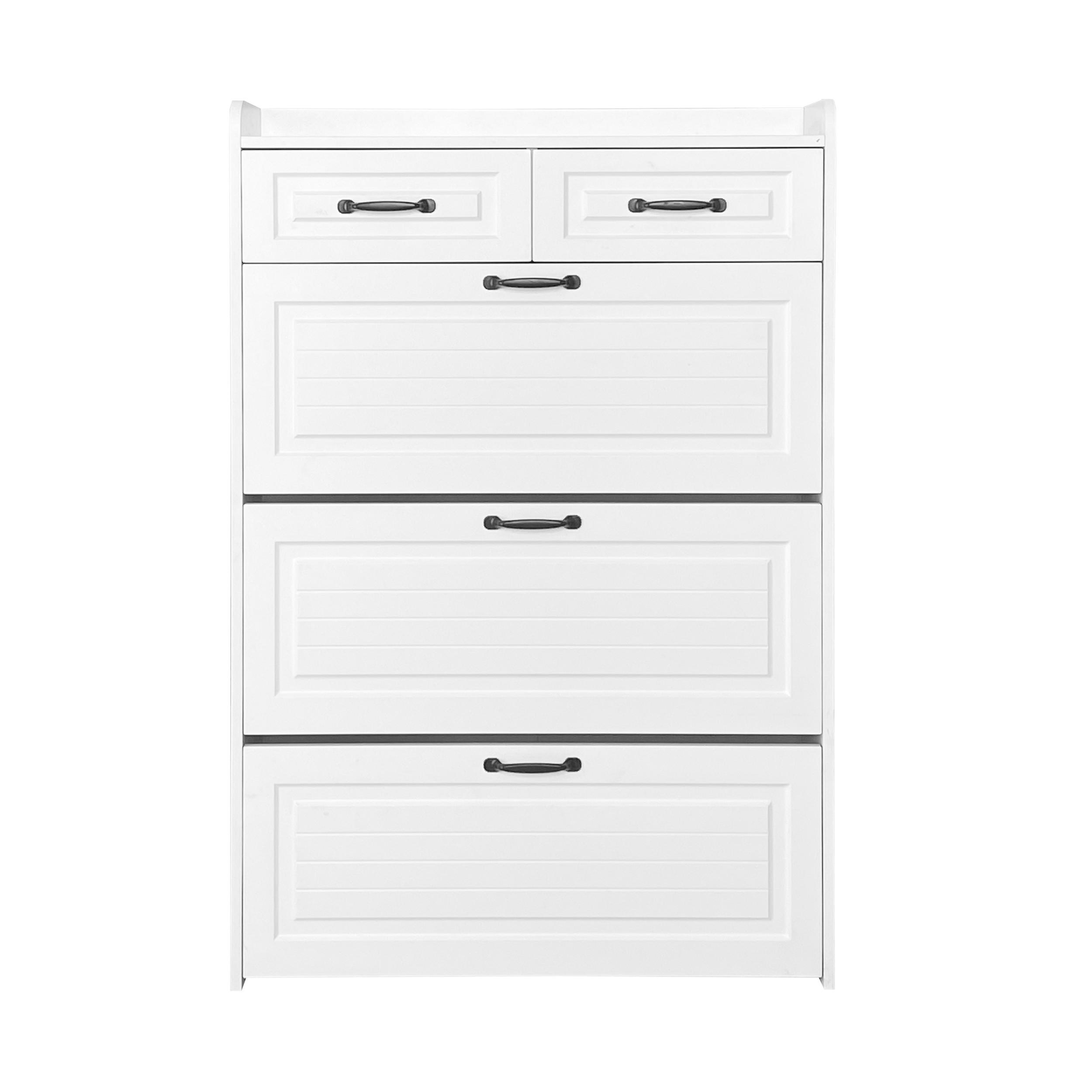 SCHUHSCHRANK Weiß 80/23.5/131 cm mit 3 Klappen und 2 Schubladen - Weiß, Holzwerkstoff (80/131/23.5cm) - PANGIVO