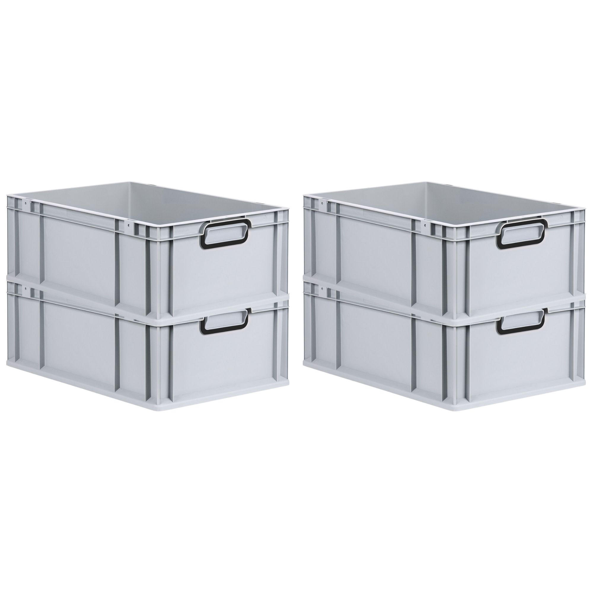 EUROBOX 4x NextGen Color 22x40x60 cm 44 Liter Griffe schwarz zu, Grau - Schwarz/Grau, Kunststoff (40/22/60cm) - PROREGAL