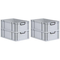 EUROBOX 4x NextGen Color 22x40x60 cm 44 Liter Griffe schwarz zu, Grau - Schwarz/Grau, Kunststoff (40/22/60cm) - PROREGAL
