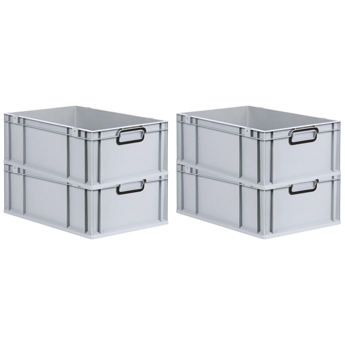 EUROBOX 4x NextGen Color 22x40x60 cm 44 Liter Griffe schwarz zu, Grau - Schwarz/Grau, Kunststoff (40/22/60cm) - PROREGAL