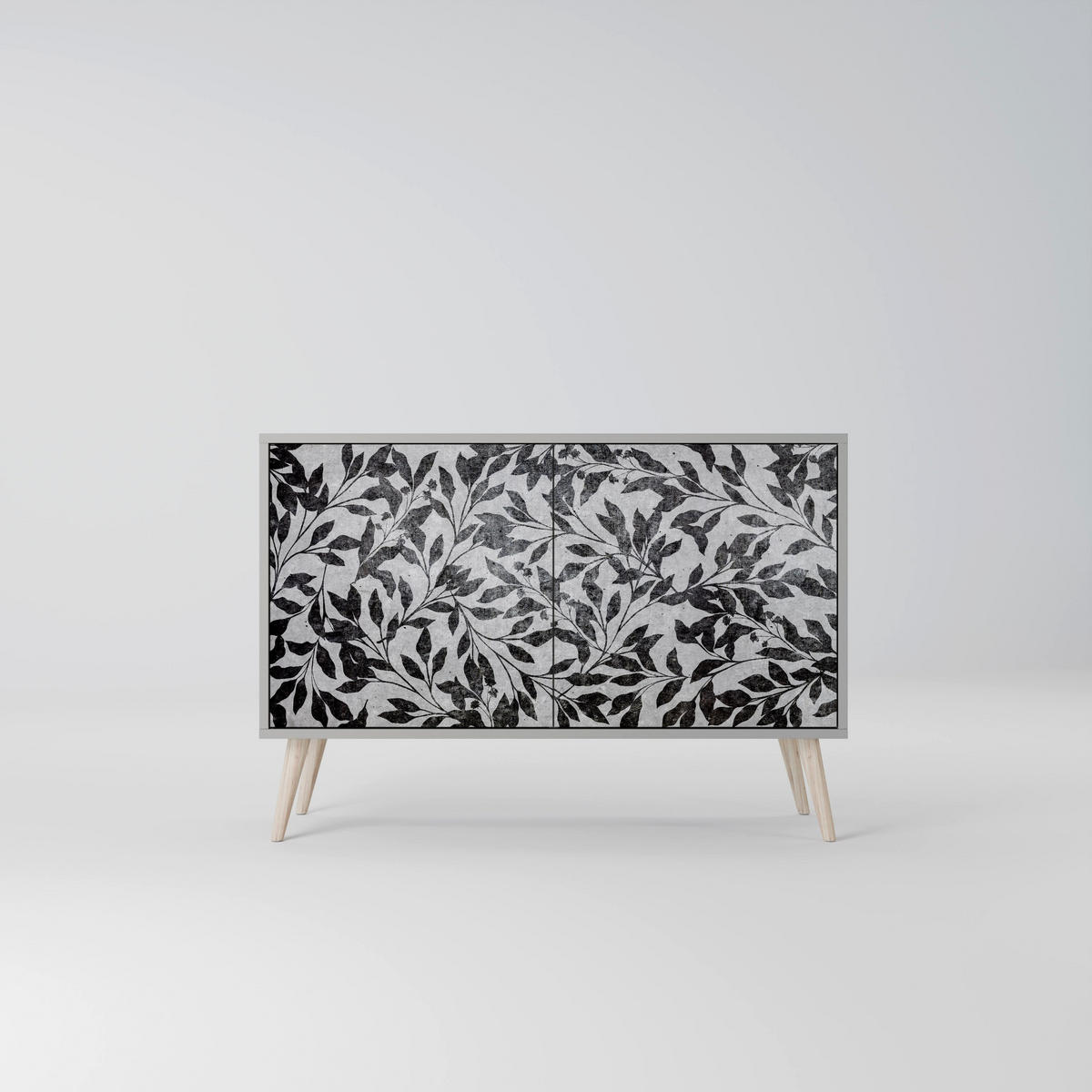 SIDEBOARD CHARCOAL SPROUT, Eicheneffekt, 111x42x77,5 cm, 2 Türen - Eichefarben/Buchefarben, Holzwerkstoff/Buchenholz (111/77.5/42cm) - SpaceRebels