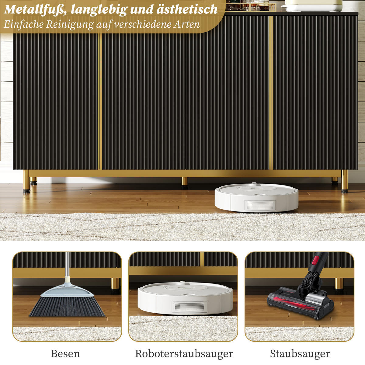 SIDEBOARD Schwarz 150/41,5/81 cm - Schwarz, Holzwerkstoff (41.5/81/150cm) - Urban Meuble