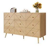 KOMODA z 9 predali v naravni barvi, 120/39/80 cm - naravne barve, leseni material (39/80/120cm) - OKMYHOME