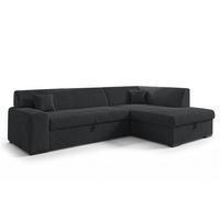 ECKSOFA L Form Minosa Schwarz 260/175/71 cm Rechts mit Schlaffunktion - Schwarz, Kunststoff/Textil (175/260cm) - AX Living