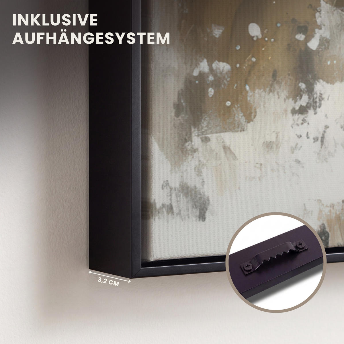 LEINWAND Bilder mit Rahmen - Schneemann - Winter - Schnee - Beige - 90x60 - Weiß, Textil (90/60cm) - MuchoWow