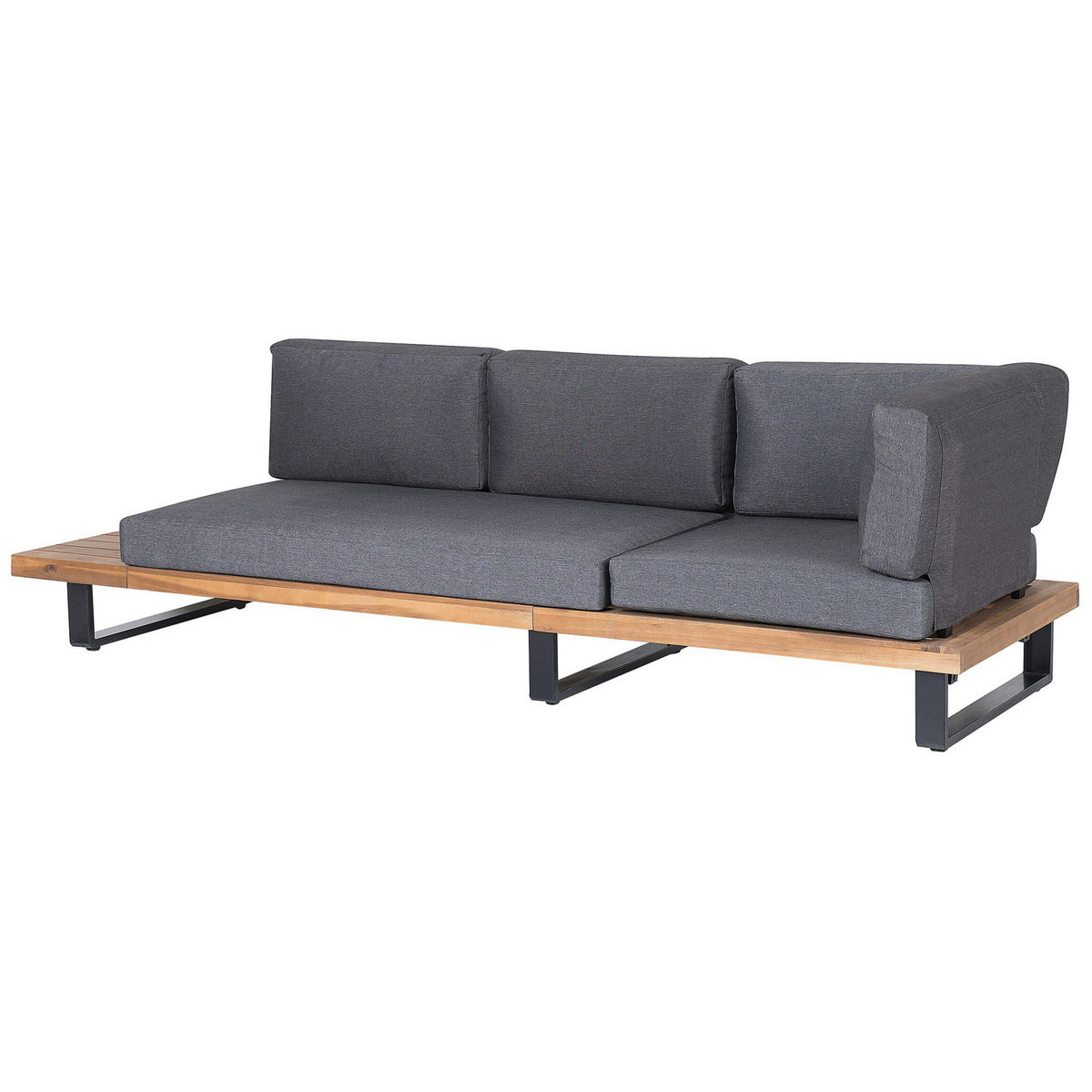 LOUNGE SET 5-Sitzer hellbraun Auflagen grau Mykonos - Hellbraun/Grau, Holz - Beliani