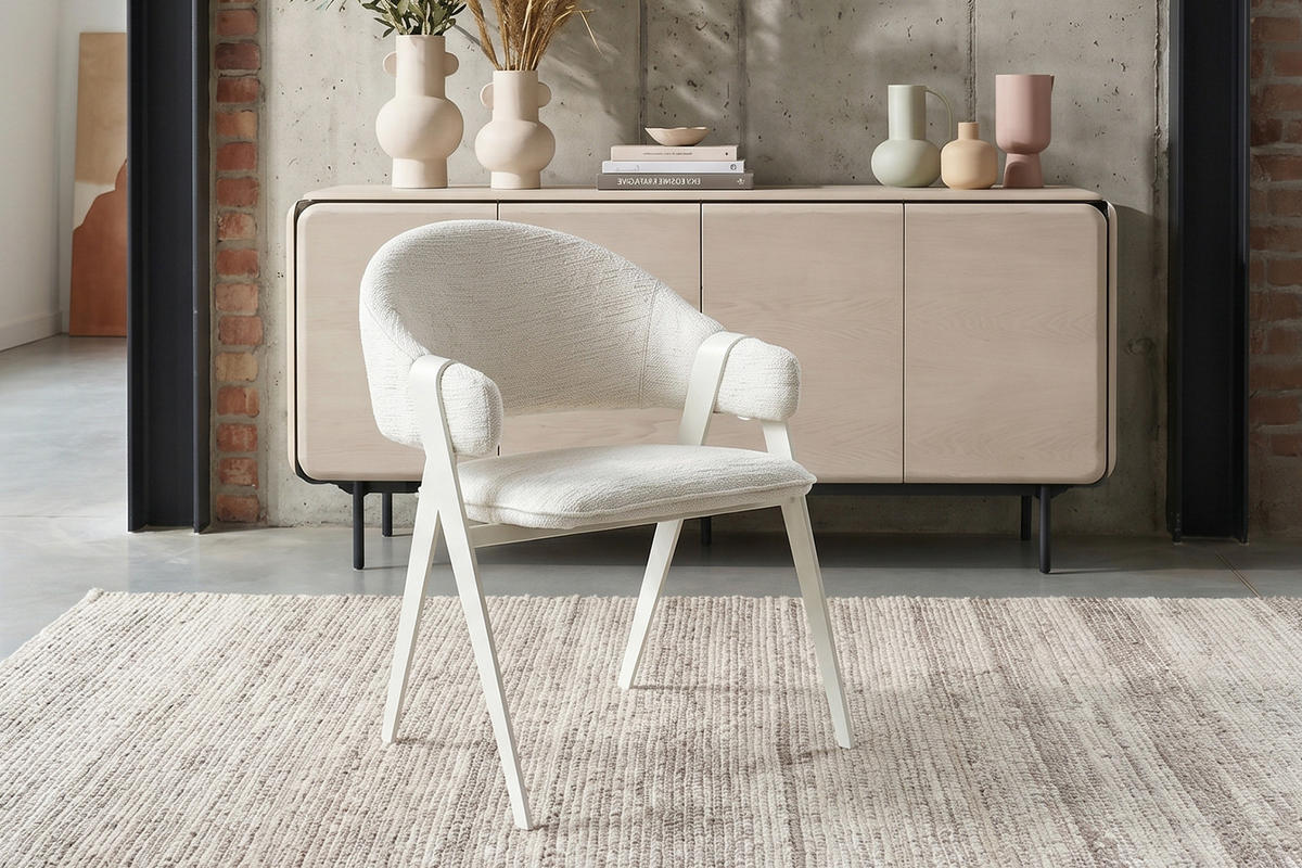 ESSZIMMERSTUHL ARELLA Cremeweiß Flachgewebe (1er-Set) - Creme, Glas/Kunststoff (63/83/63cm) - KAWOLA