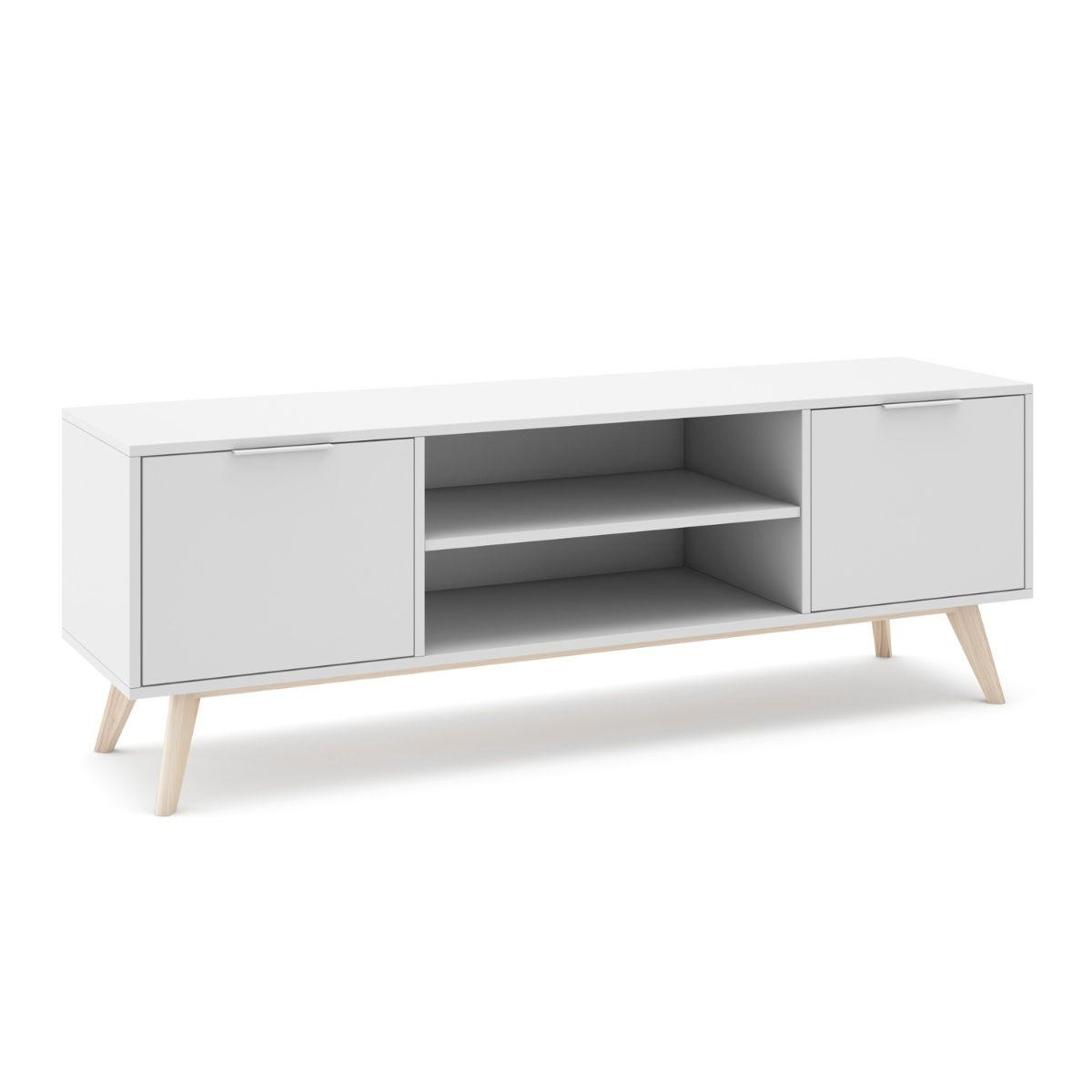 TV-SCHRANK mit 2 Türen 2 Fächern L140 cm - Campus - Weiß, Holz (40/53/140cm) - Calicosy