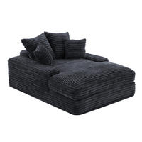 CHAISELONGUE Cordstoff 135 x 165 cm Grau mit 4 Kissen - Grau, Kunststoff (135/58/165cm) - Beauniv