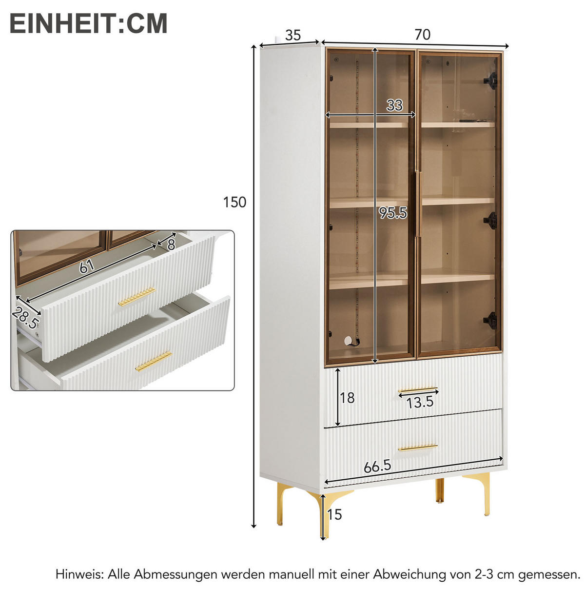 HIGHBOARD 70/150/35 cm Weiß aus Spanplatte mit LED-Beleuchtung - Weiß, Holzwerkstoff (35/150/70cm) - OKMYHOME